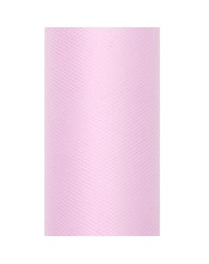 50 सेमी x 9 मी को मापने वाले हल्के गुलाबी रंग में ट्यूल का रोल