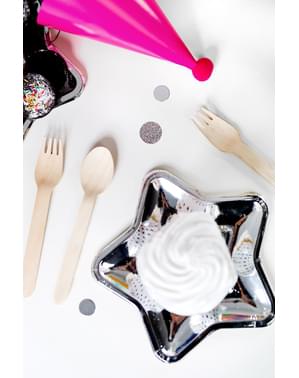 6 farfurii argintii cu formă de stea de hârtie (18 cm) - New Year’s Eve & Carnival