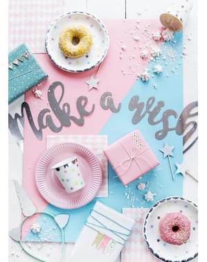 6 białe papierowe talerze w kolorowe gwiazdki (18cm) - Unicorn