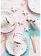 6 assiettes blanches avec étoiles multicolores (18cm) - Unicorn