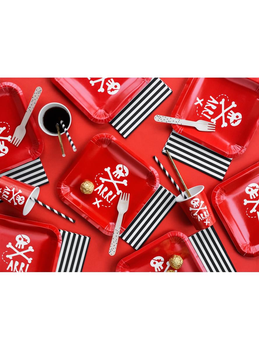 6 assiettes rouges carrées 