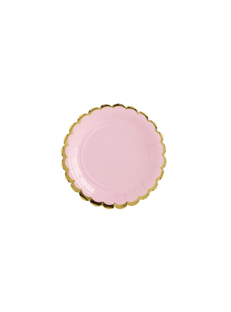 6 assiettes rose pastel en carton - Yummy