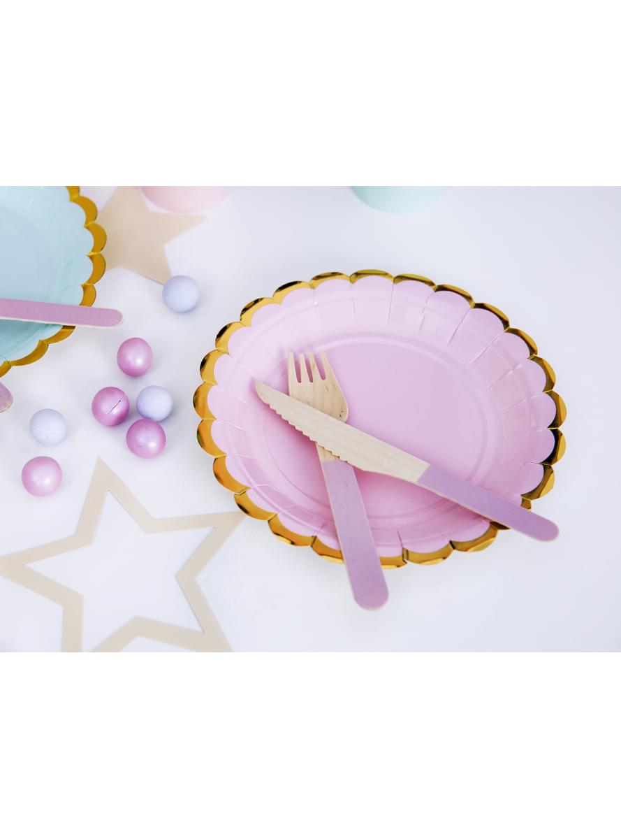 6 piatti rosa pastello di cart (18 cm) - Yummy