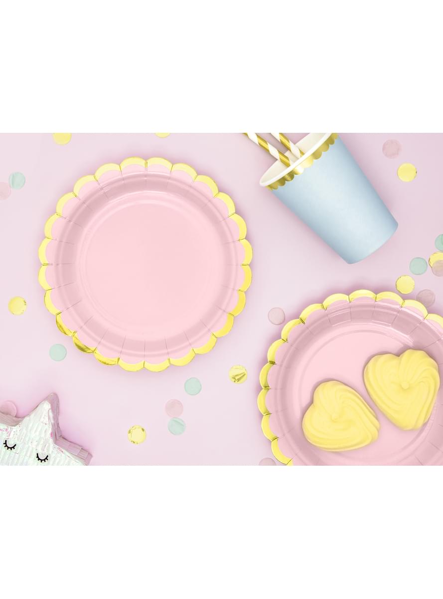 6 assiettes rose pastel en carton - Yummy