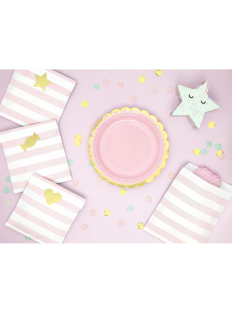 6 assiettes rose pastel en carton - Yummy