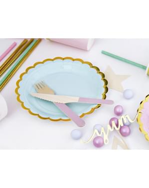 6 platos verde menta de papel (18 cm) - Yummy