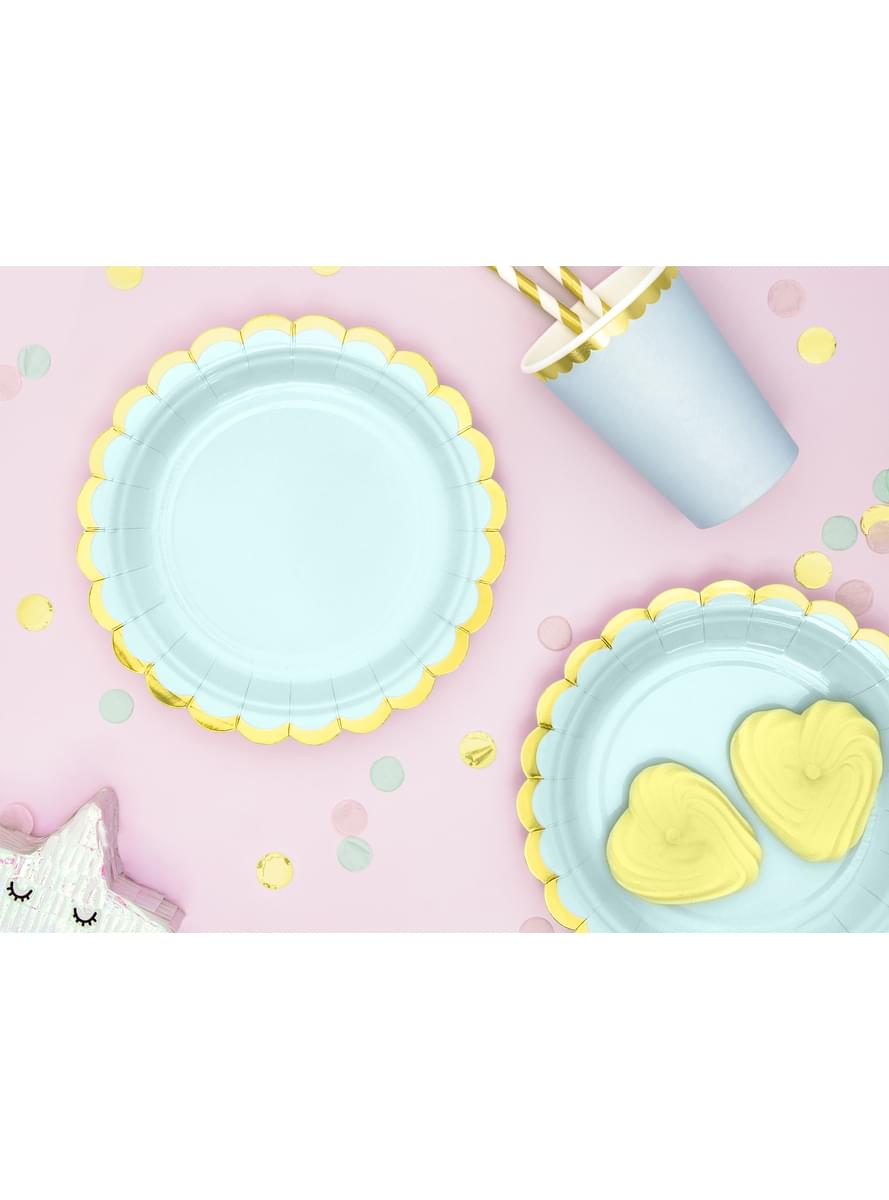 6 assiettes vertes menthe en carton - Yummy