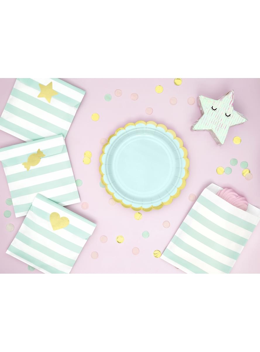 6 assiettes vertes menthe en carton - Yummy