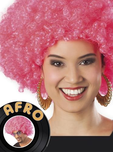 Peruca afro cor-de-rosa unissex