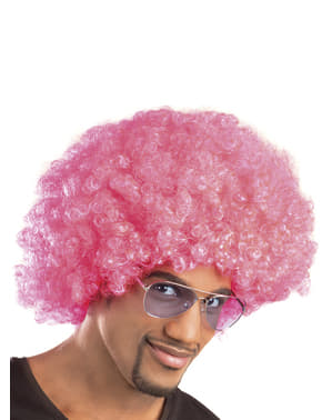 Wig Afro merah muda pink