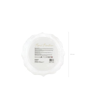 6 platos blancos con bordes dorados de papel (18,5 cm) - Wedding in rose colour