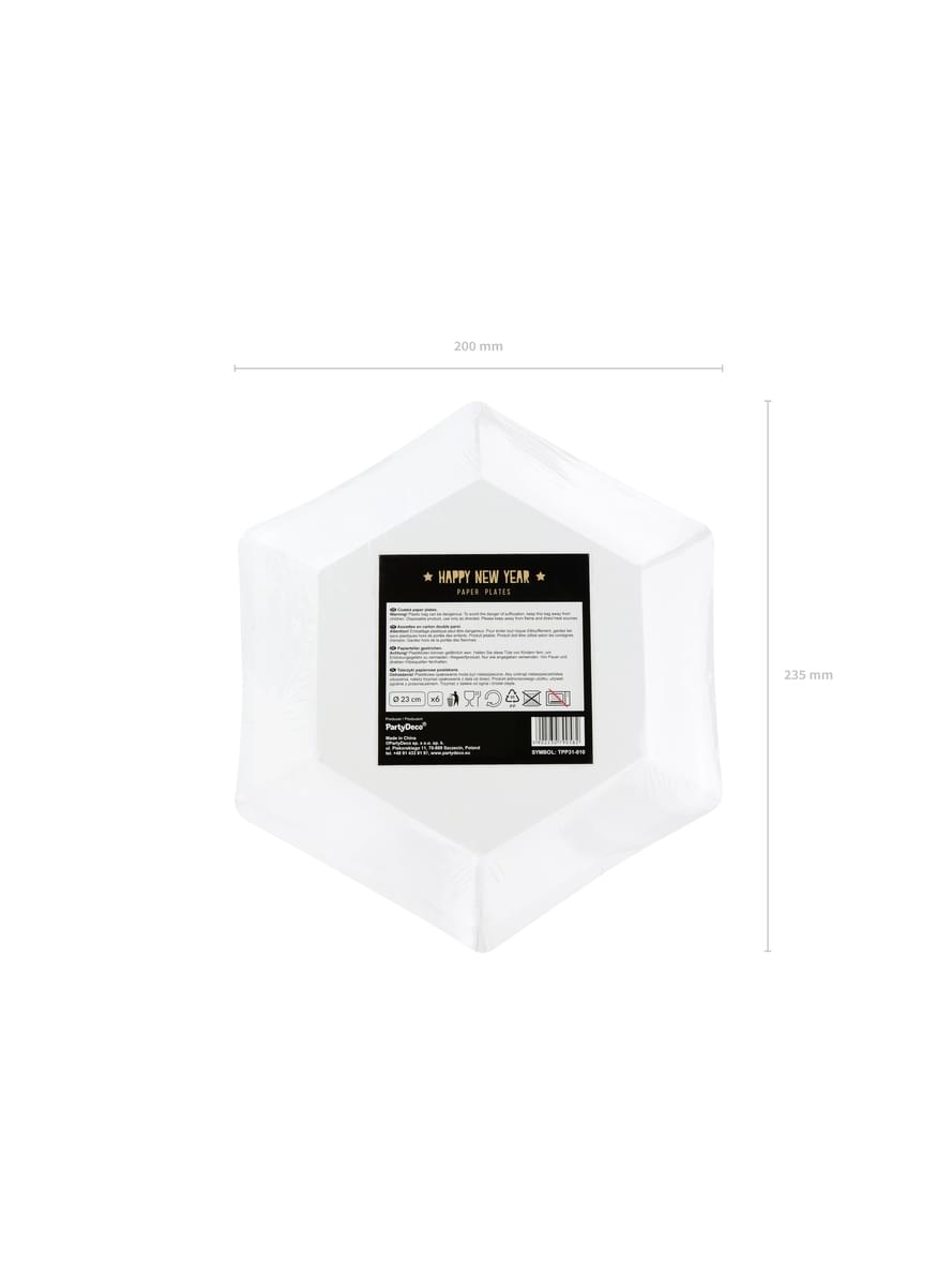 6 assiettes pentagonales noires bords dorés en carton - Gold 30th Birthday