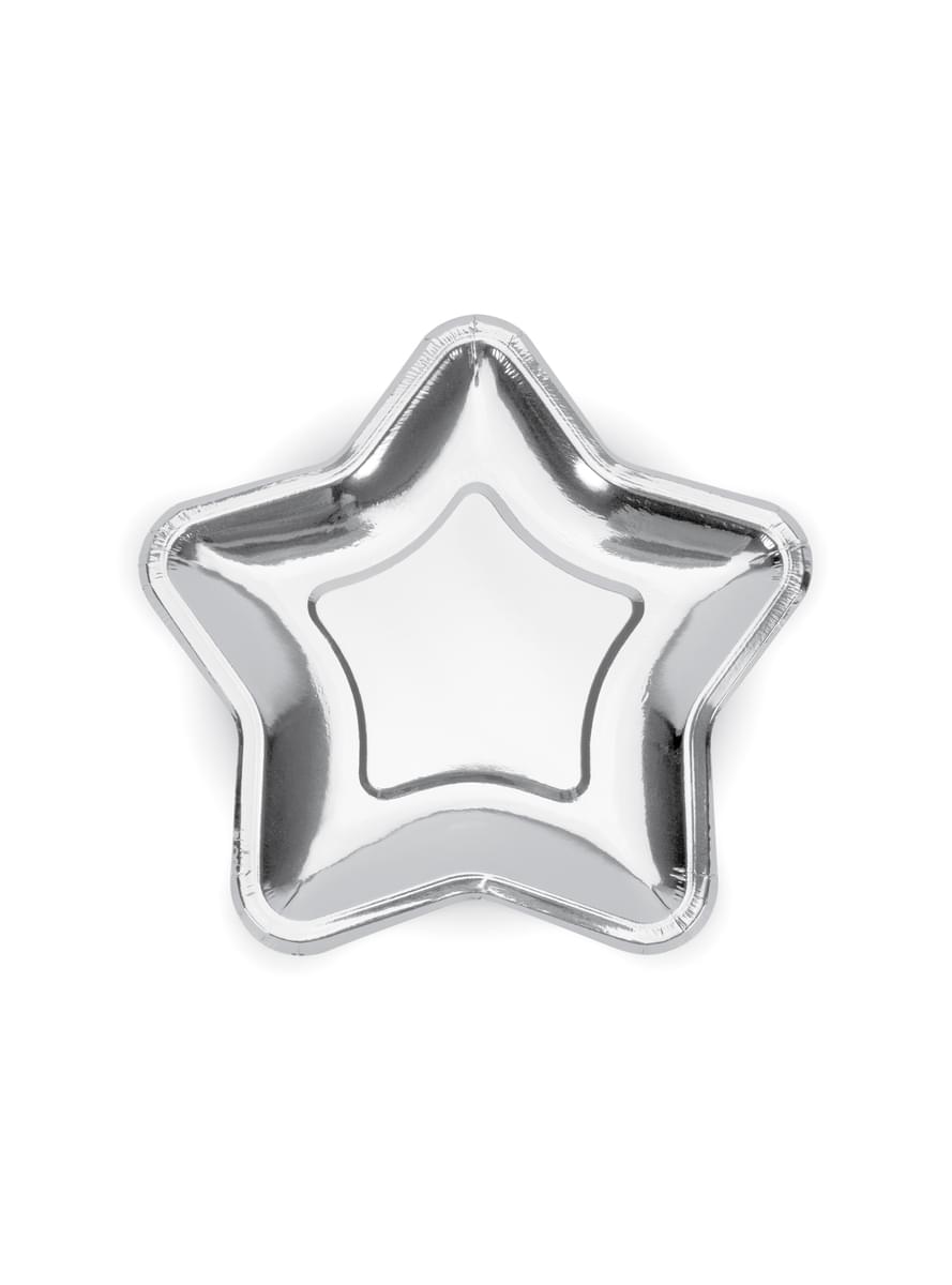 6 piatti argentati a forma di stella di cart (23 cm) - Princess Party