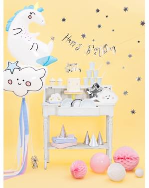 6 pratos prateados com forma de estrela de pape (23 cm) - Princess Party