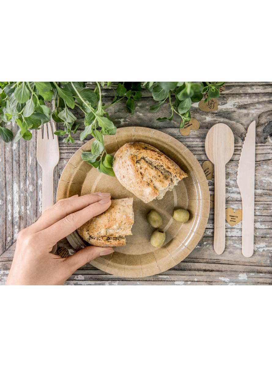 6 assiettes en papier Kraft de 18 cm - Natural Wedding