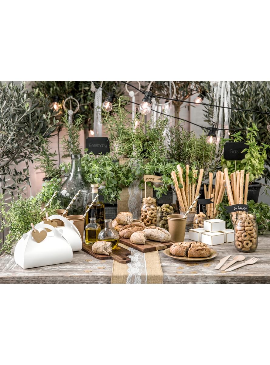 6 farfurii de hârtie Kraft de 18 cm - Natural Wedding