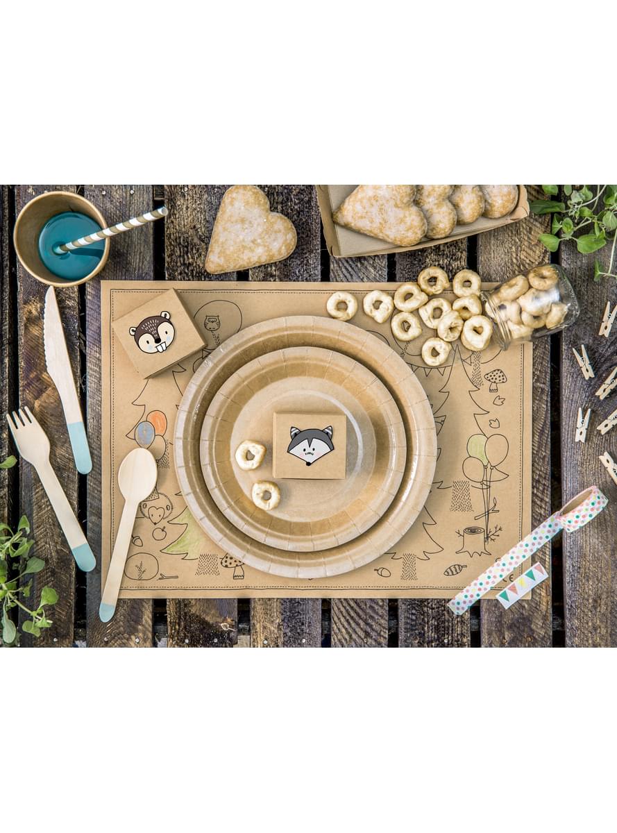 6 farfurii de hârtie Kraft de 18 cm - Natural Wedding