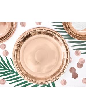 Pappteller Set 6-teilig roségold 23 cm - Vintage Birthday