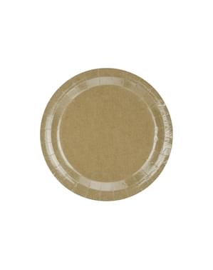 6 pratos de papel Kraf (23 cm) - Natural Wedding