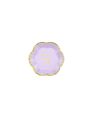 Set 6 "Good Vibes Only" Pelat Kertas dengan Pelek Emas, Pastel Purple - Yummy
