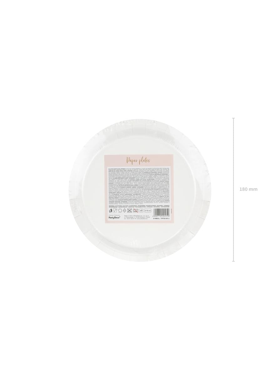 6 piatti rosa con pois dorati di cart (18 cm) - Polka Dots Collection