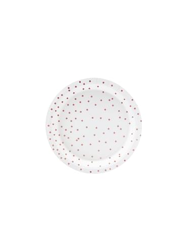 6 piatti bianchi con pois color oro rosa di cart (18 cm) - Polka Dots  Collection per feste e compleanni