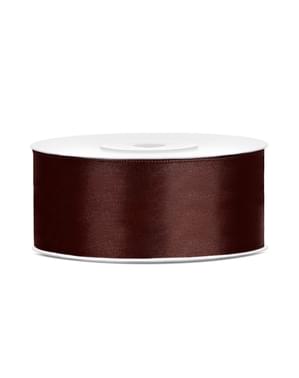 25 mm x 25 m ölçülerinde kahverengi saten kurdele