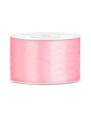 Pita satin berwarna pastel pink berukuran 38mm x 25m