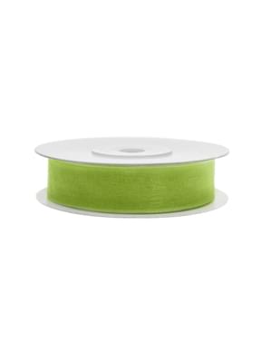 Chiffonbånd i lysegrøn, der måler 1,2 cm