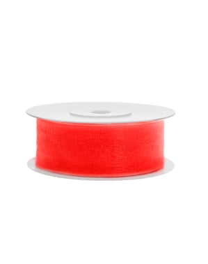Orangey kırmızı şifon şerit 2.5 cm ölçme