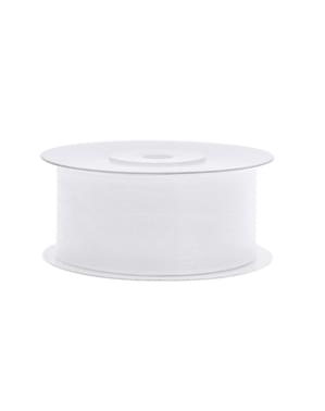 Chiffonbånd i hvid, der måler 3,8 cm