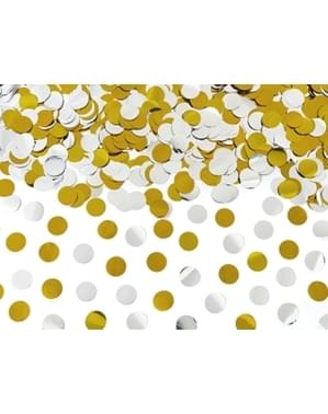 Cannone di coriandoli dorato e argentate di 60cm