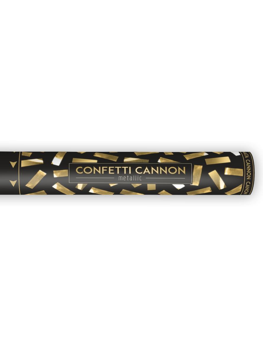Cañón de confeti rectangular dorado de 40 cm