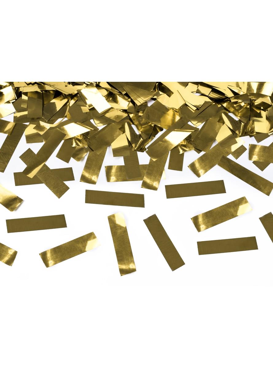 Cañón de confeti rectangular dorado de 40 cm