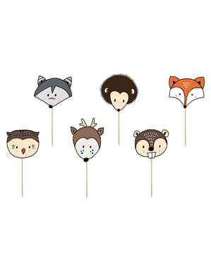 6 cápsulas para cupcakes de papel Kraft - Woodland