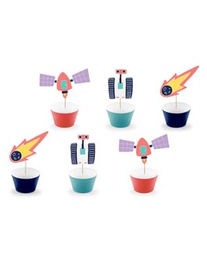 Dizi 6 Space Paper Cupcake sarmalayıcıları, Karışık - Uzay Partisi