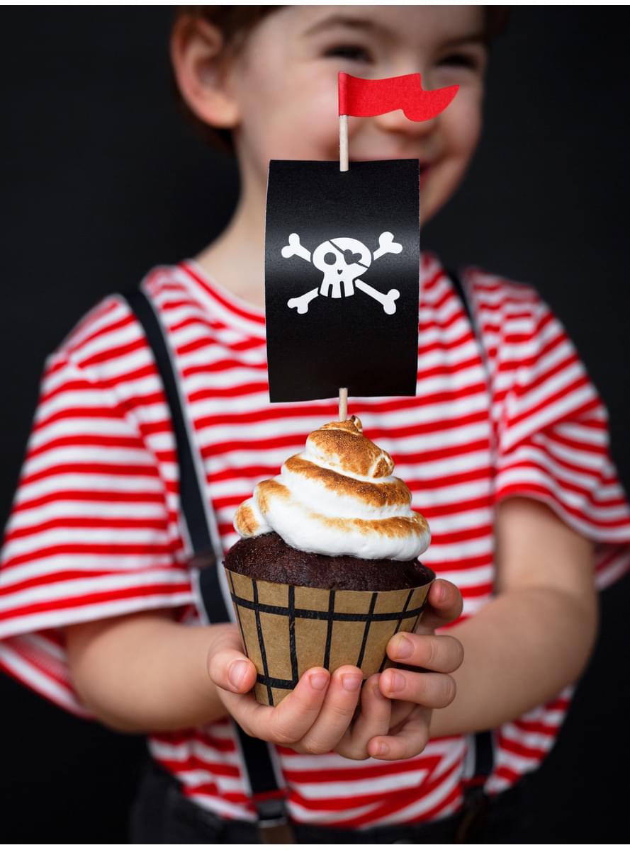 6 Pirate Paper Cupcake Wrappers, Assorted - Pirates Party
