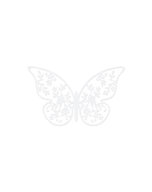 Set 10 Dekorasi Meja Kupu-kupu dengan Bunga, Putih
