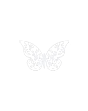 Çiçekli 10 Küçük Kelebek Masa Süslemeleri, Beyaz Set