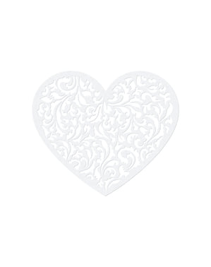 10 Küçük Kalp Masa Dekorasyonu Seti, Beyaz