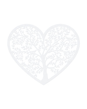 10'lu Kalp & Ağaç Masa Süsleri, Beyaz Set
