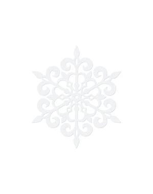 Készlet 10 kerek hópehely asztal dekoráció, fehér 13 cm - karácsony