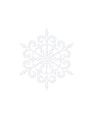 Sett med 10 Runde Snøfnugg Borddekorasjoner, Hvit 13 cm - Jul