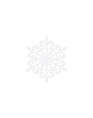 Комплект от 10 кръгли декорации за маса със снежинка, бял 9 см - Коледа