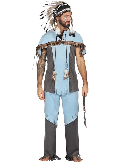 Costume da indiano azzurro da uomo