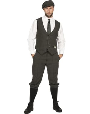 Elegantiškas Airijos gangsterio kostiumas vyrams pilka