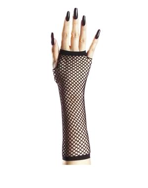 Zwarte net handschoenen zonder vingers