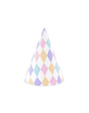 6 paperista juhlahattua timanteilla - Unicorn