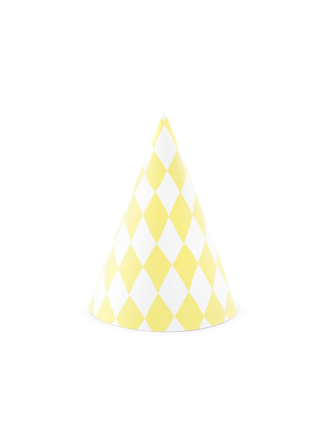 6 Paper Party Hats with Diamonds - Yummy