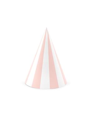 6 Paper Party Hats with Stripes - Meow Party